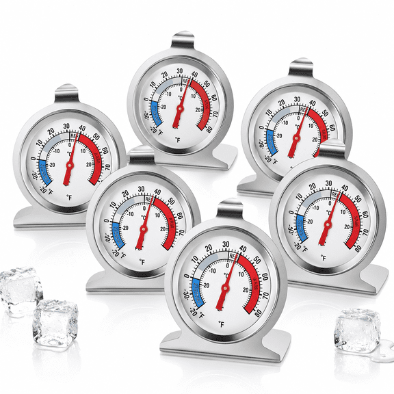 6 Pack Refrigerator Thermometer,Large Dial Freezer Thermometer,Classic Series Temperature Thermometer for Refrigerator Freezer Fridge Cooler