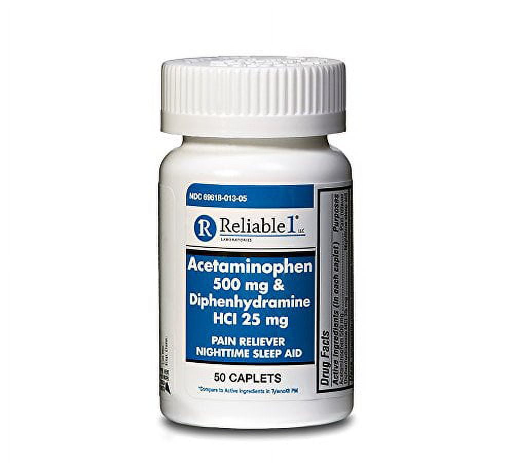 6 Pack Reliable 1 Acetaminophen 500mg & Diphenhydramine HCI 25mg 50
