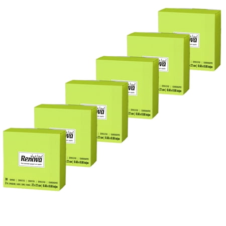 (6 Pack) Renova Green Cocktail Paper Napkins, 4.3 in, 30 Count