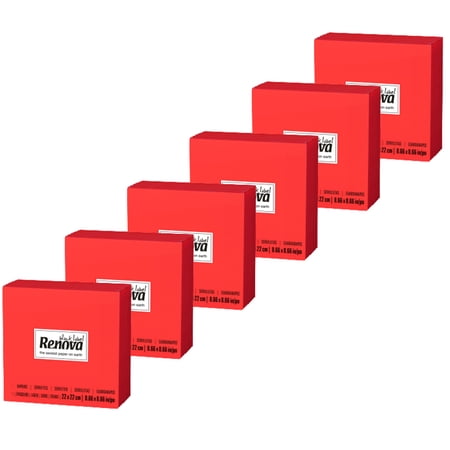 (6 Pack) Renova Red Cocktail Paper Napkins, 4.3 in, 30 Count