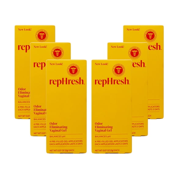 6 Pack - RepHresh Odor Eliminating Vaginal Gel - 4 Count (0.07oz Each)