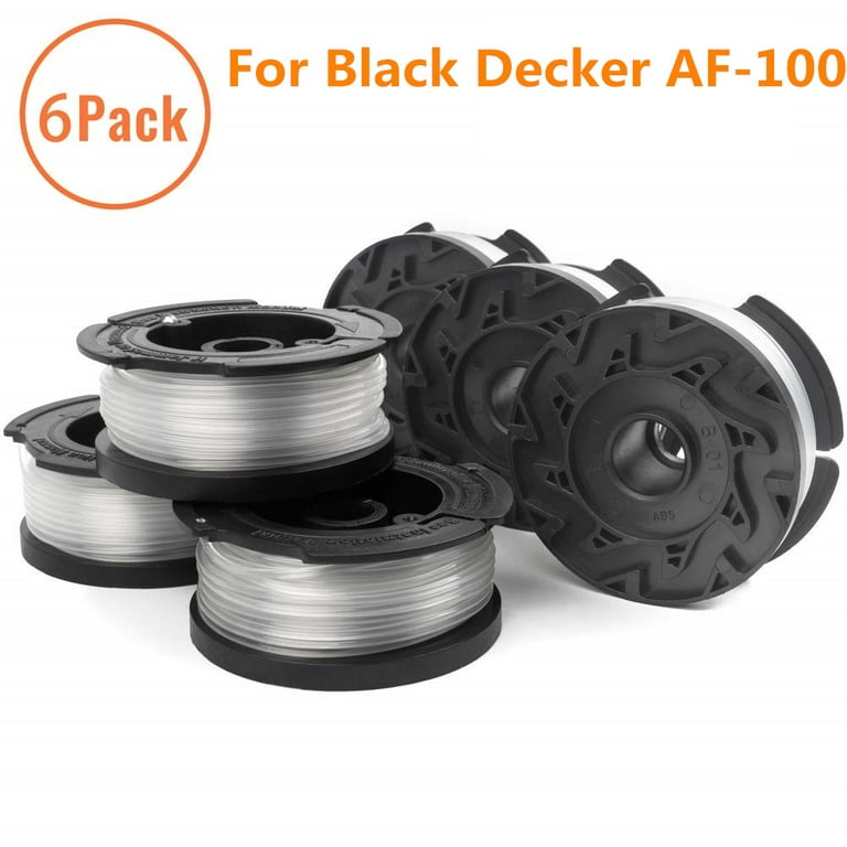 6-Pack Replace BLACK+DECKER AF-100-3ZP Lawn Mower Spool Line String Trimmer  White 30ft