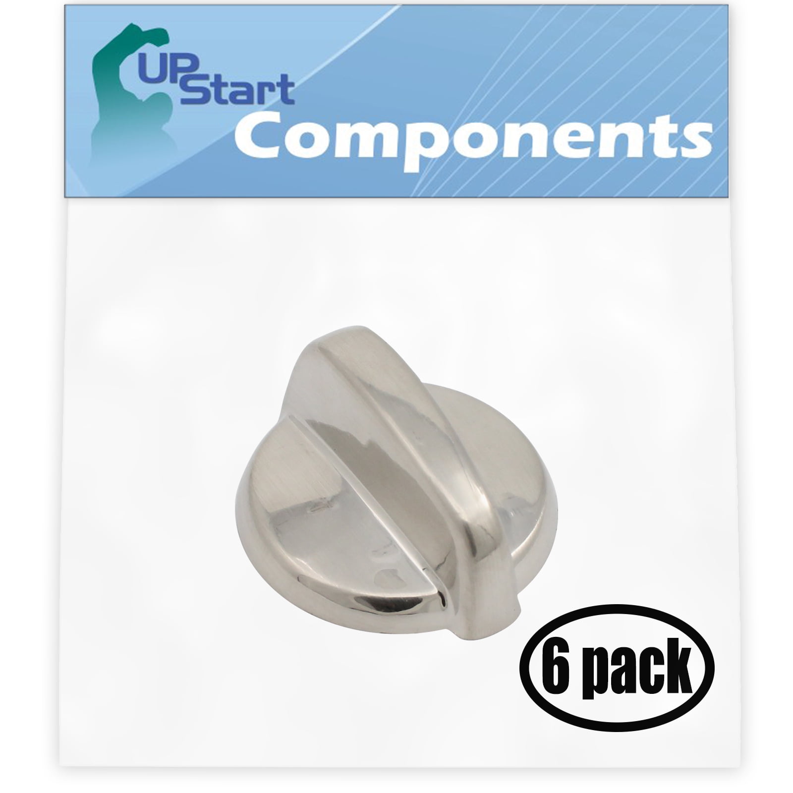 6 Pack Replacement Control Knob WB03T10284 Stainless Steel Finish for General Electric JSP46SP1SS Range