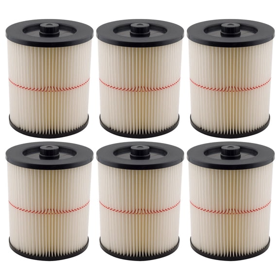 6 Pack Replacement Filters 17816 Compatible with Shop Vac Craftsman 9-17816, Fits Most 5 Gallon and Larger Wet/Dry Vacs