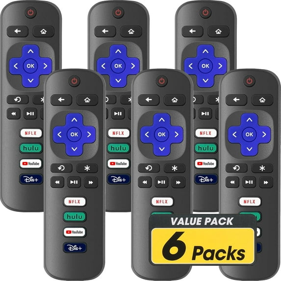 6 Pack Replacement Remote Control Only for Roku TV, Compatible for TCL Roku/ Roku//Philips/Onn Roku Smart TV(Not for Roku Stick and Box)