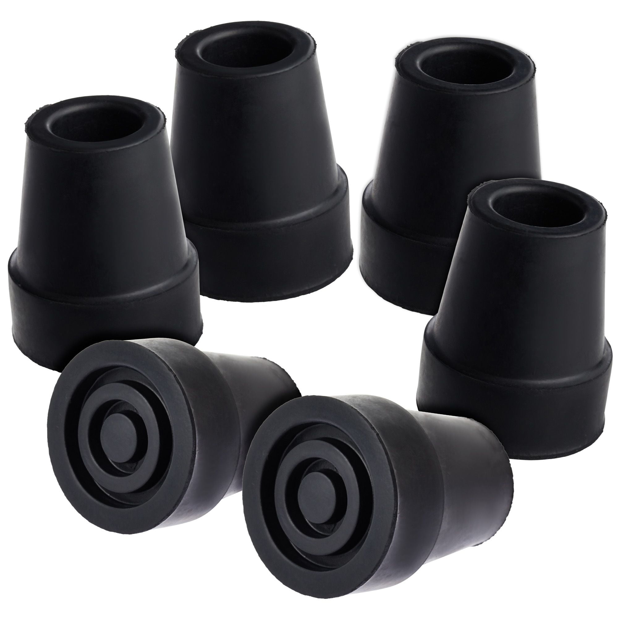 6 Pack Replacement Rubber Cane Tips for Canes, Walking Sticks 