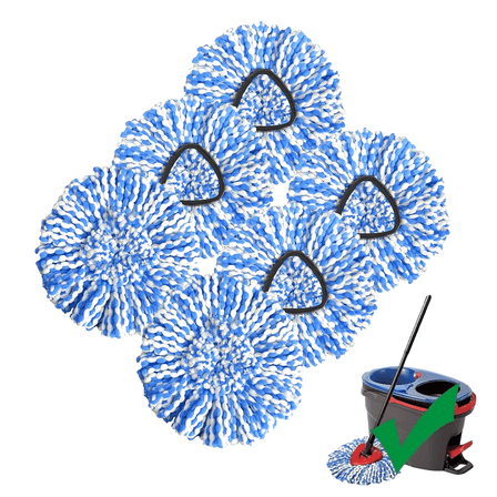 [6 Pack]Spin Mop Replace Head, Spin Mop Head Refill, Universal Microfiber Replacement Mop Heads, Machine Washable, Deep Cleaning and Easy-to-Replace(White)