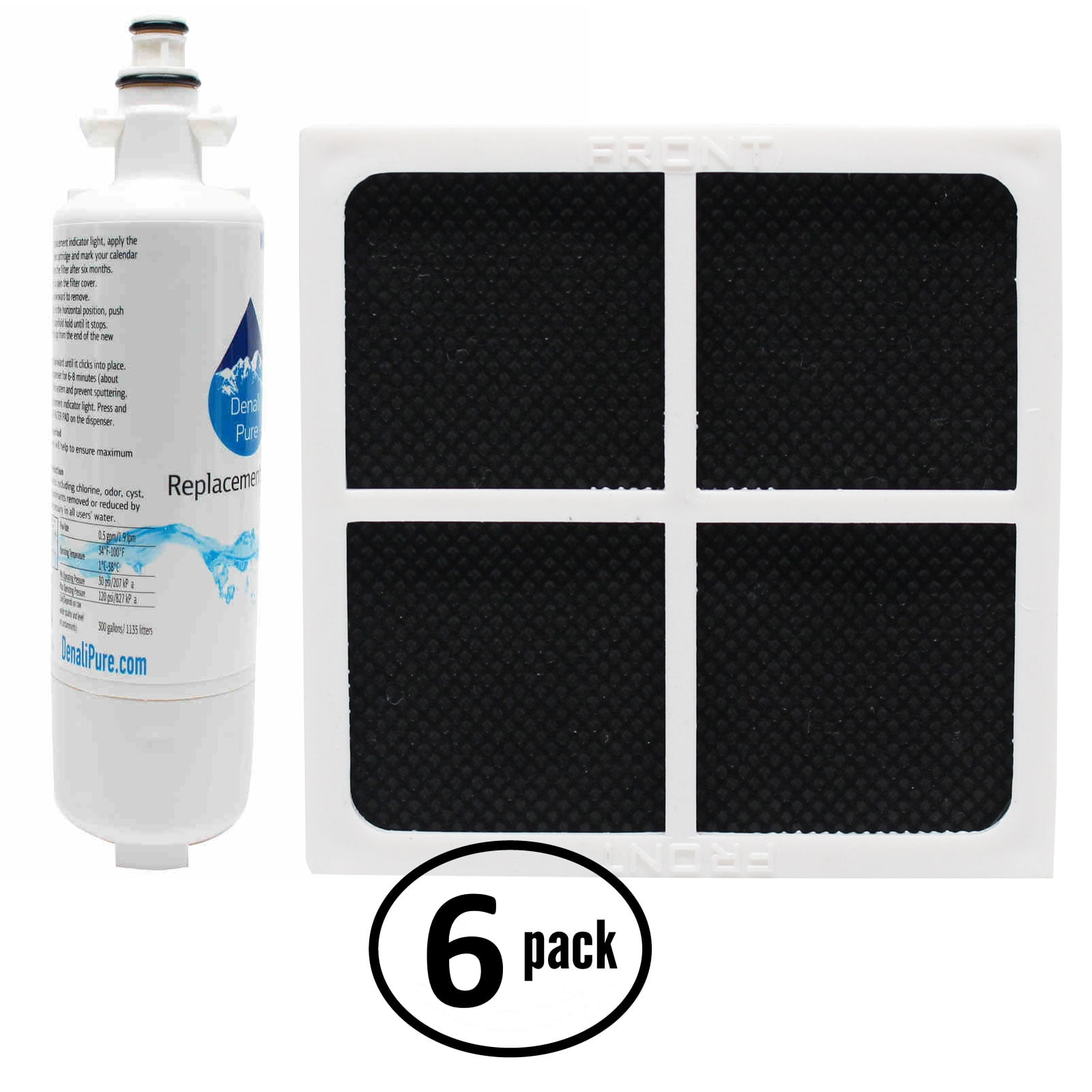 6-Pack Replacement for Kenmore 79572053110 Refrigerator Water & Air Filter Kit - Compatible with Kenmore LT700P & LT120F Fridge Filter