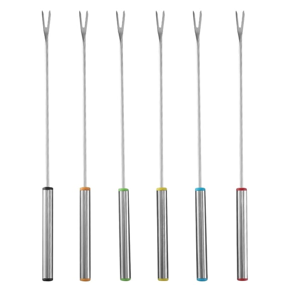 6-Pack Retractable BBQ Roasting Forks - Stainless Steel U-Shaped Marshmallow & Hot Dog Sticks for Campfire, Grill, Smores Maker - Portable Camping Grilling Accessories
