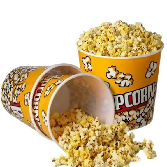 6 Pack Retro Style Plastic Popcorn Boxes Popcorn Containers Bucket for Movie Night 7.1" Tall x 7.1" Top Diameter