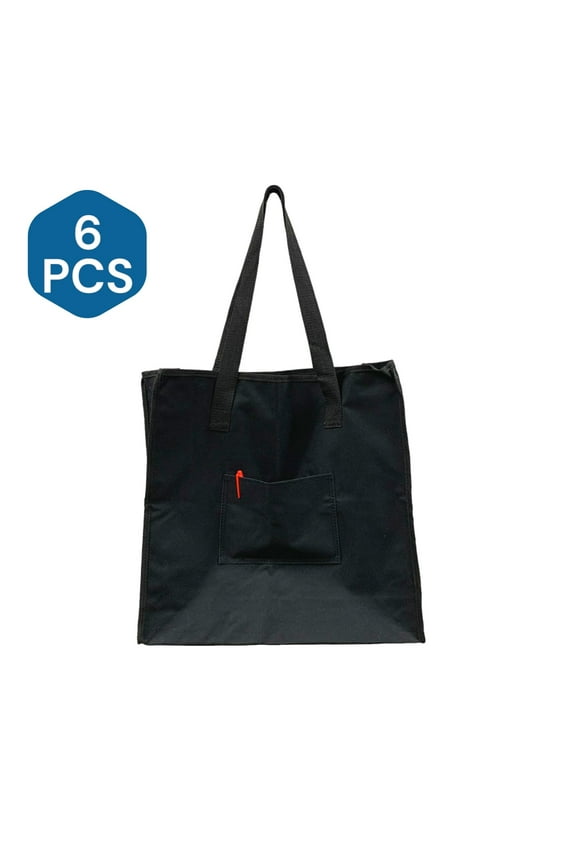 6 Pack - Reusable Grocery Bag - Heavy Duty Shopping Bag with Front Pocket