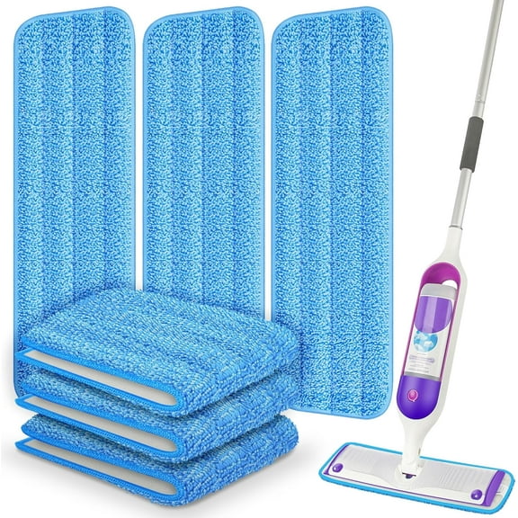 6 Pack Reusable Mop Pads Compatible with Swiffer PowerMop, Wood Floor Pads Microfiber Mop Replacement Refills Machine Washable for All Floor Surfaces15.3 * 5.1 in,Blue
