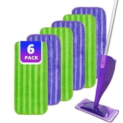 6 Pack Reusable Mop Pads Compatible with SwifferWet Jet Spray Mop,Microfiber Wet Jet Pads Refill,10-12inch Wet Mop Pads for Dry Wet Mopping Cloths, Reusable Mop Replacements Pads