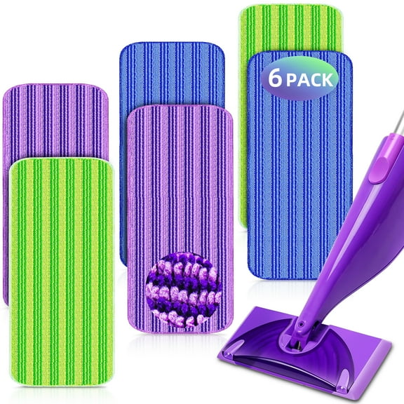 MYSPRI 6 Pack Reusable Mop Pads Refills for SwifferWet Jet Mop, Microfiber Machine Washable Wet Pads Replacement for Mopping Floor Cleaning