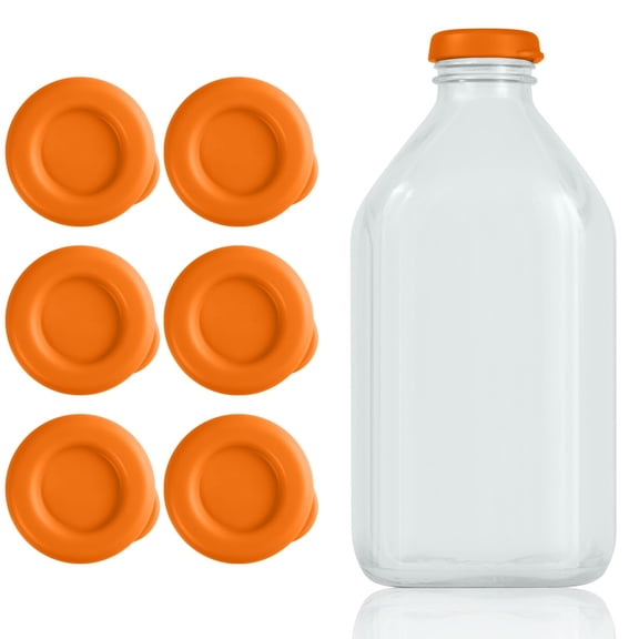 6 Pack Reusable Silicone Milk Bottle Caps, 48mm Airtight Replacement Lids, Multi-Color Leak Proof Jug Covers