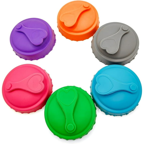 6-Pack Reusable Silicone Soda Can Lids - Multicolor Sealing Toppers for Beer & Beverage Cans
