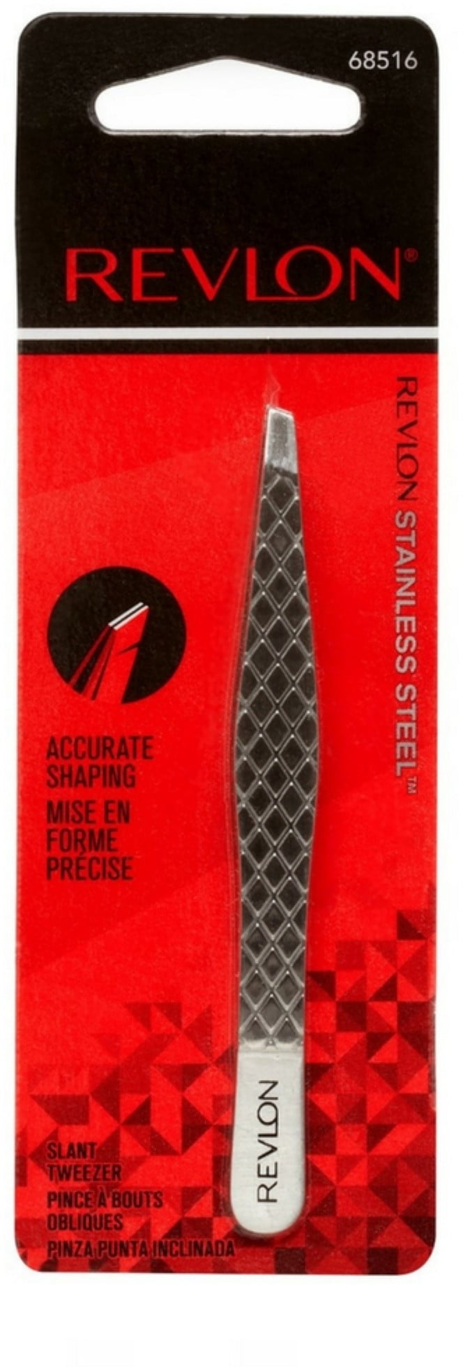 6 Pack - Revlon Stainless Steel Accurate Shaping, Slant Tweezer 1 ea