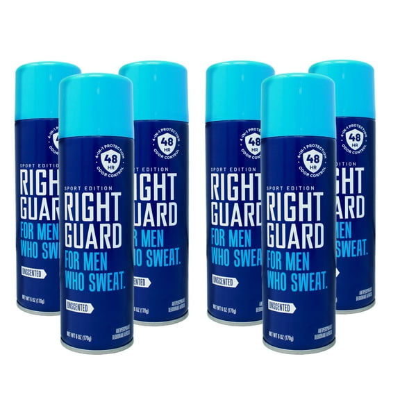 6 Pack Right Guard Sport Anti Perspirant Deodorant Spray Unscented 6oz Each