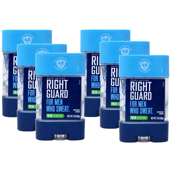 Right Guard, For Men Who Sweat, Odor Defense, Antiperspirant/Deodorant Clear Gel, Sport Edition, Fresh, 3 OZ (Pack Of 6)