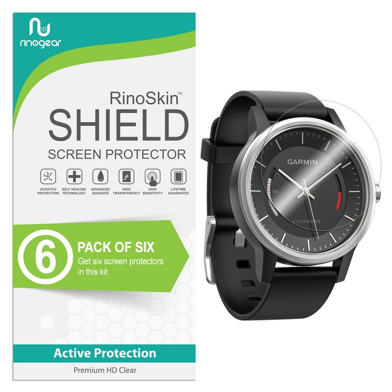 RinoGear Flexible Clear Film 6 Pack Screen Protector for Garmin Vivomove Screen Protector Case Friendly Accessories Walmart