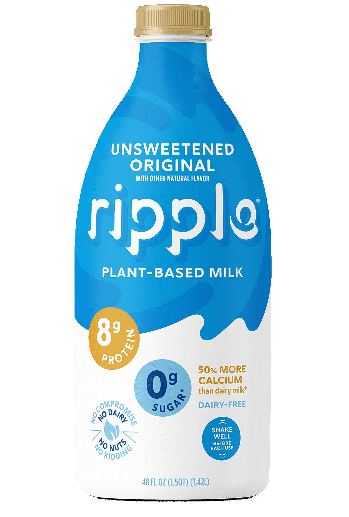 (6 Pack)Ripple Plant Based Milk, Unsweetened Original, 48 ounce
