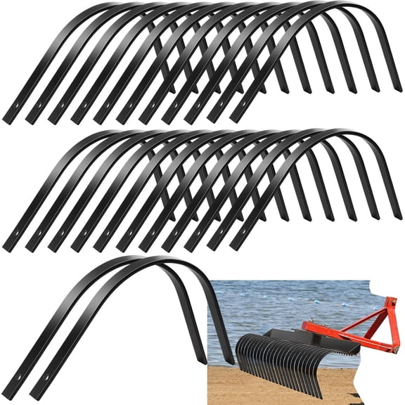 6 Pack Rock Rake Tines 1" x 5/16" Landscape Rake Tine One Bolt Mount Replacement Heat-Treated Clam Tines for Tractor Yard Equipment Maintenance and Restoration