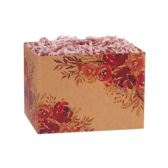 6 Pack, Romantic Blooms Basket Boxes, Small 6.75X4X5" for Holiday, Party and Events Celebration