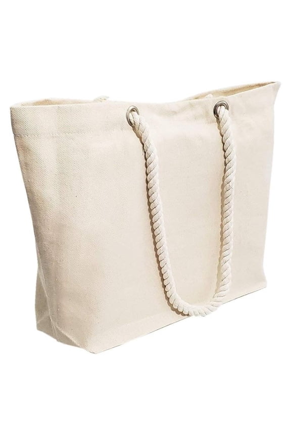 6 Pack Rope Handle Tote Bags Large Tote Bag with Rope Handles Sturdy Canvas Reusable Grocery Shopping Bags Tote Bag Beach Bag