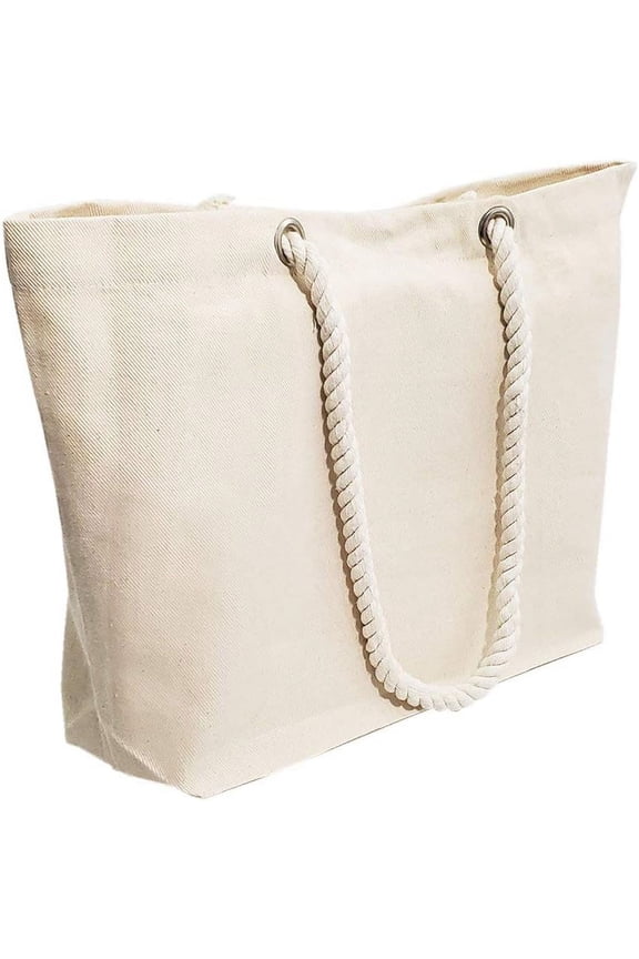 6-Pack Canvas Tote Bags with Rope Handles - Medium & Large Sizes