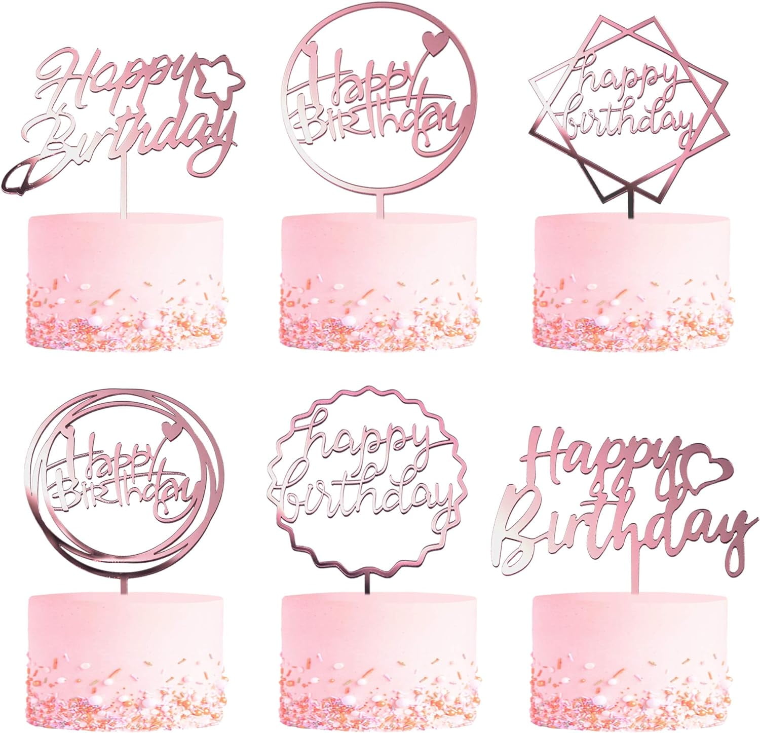 LOLStar 12-Pack Black & Gold Happy Birthday Cake Toppers – Cake Decoration Supplies - View #7