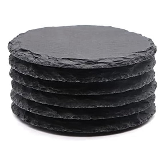 6 Pack Round Rock Drink Coasters, 4 Inch Rock Stone Coasters Bulk Cup Coasters with Anti-Scratch Bottom