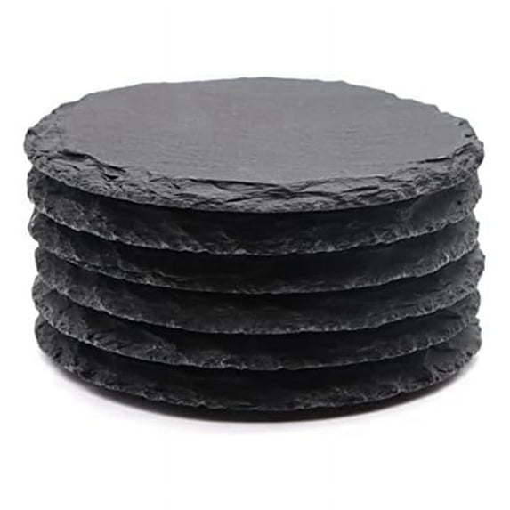 6 Pack Round Rock Drink Coasters, 4 Inch Rock Stone Coasters Bulk Cup Coasters with Anti-Scratch Bottom