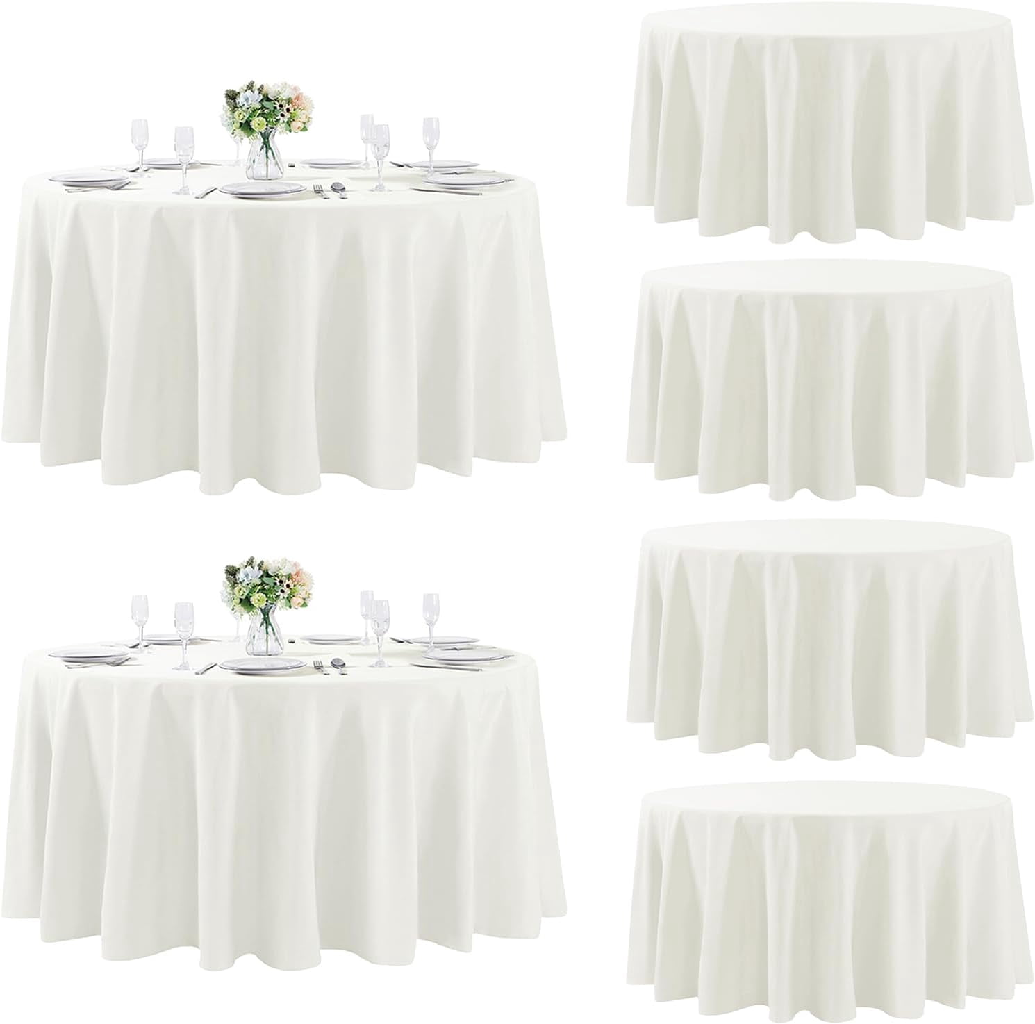 6 Pack Round Tablecloth, 120 Inch, Stain Resistant and Wrinkle ...