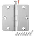thumbnail image 1 of 6 Pack Rounded Door Hinges 3.5 Inch with 1/4" Radius Corner, Squeak Proof Satin Nickel Interior Door Hinge for Bedroom, Bathroom, Cabinet and Other Standard Door, 1 of 7