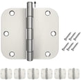 thumbnail image 1 of 6 Pack Rounded Door Hinges 3.5 x 3.5 inch, 5/8 Radius, Brushed Nickel, 1 of 8