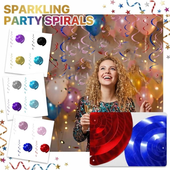 6-Pack Royal Blue Pvc Hanging Swirl Decorations, Shiny Sparkling Ceiling Streamers For Birthday, Wedding, Holiday And Themed Party Celebrations, Eye-Catching Festive Ornaments For