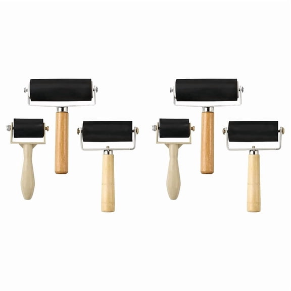 6 Pack Rubber-Roller Brayer Rollers 1.4/2.4/4 Inch Art Craft Roller for Printmaking,Ink,Wallpapers Stamping Gluing Tools
