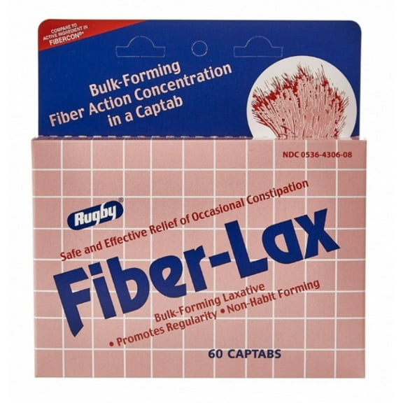 6 Pack - Rugby Fiber-Lax Polycarbo 500 mg Tablets 60 ea