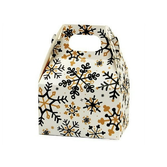 6 Pack, Rustic Snowflake Mini Gable Box 4X2.5X2.5" for Small Gifts or Party Favors