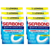 6 Pack - Sea-Bond Secure Denture Adhesive Seals, Original Lowers, Zinc-Free, All-Day-Hold, Mess-Free, 15 Count