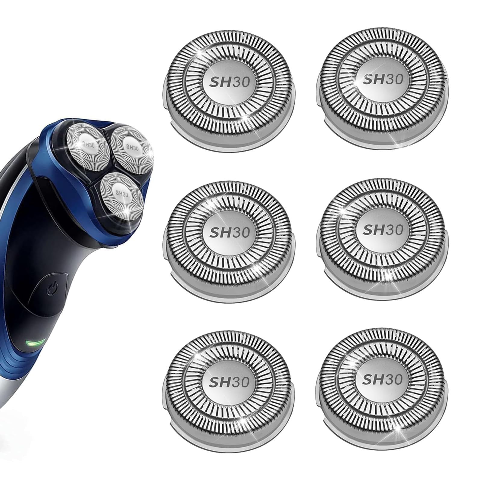 6 Pack SH30 Replacement Head Compatible with Philips Norelco Series