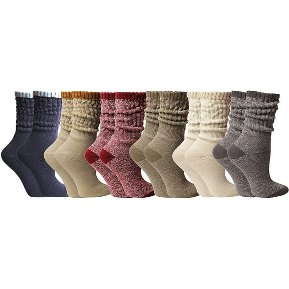 SOCKS'NBULK 6 Pairs Women's Scrunched Slouch Socks, Cotton Boot Socks Bulk Pack