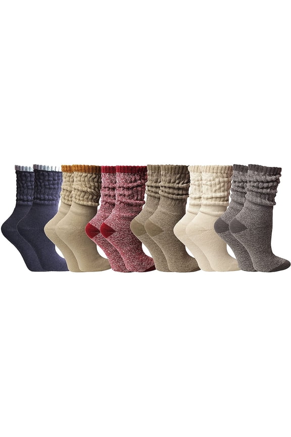 6 Pairs Women's Scrunched Slouch Socks, Cotton Boot Socks Bulk Pack