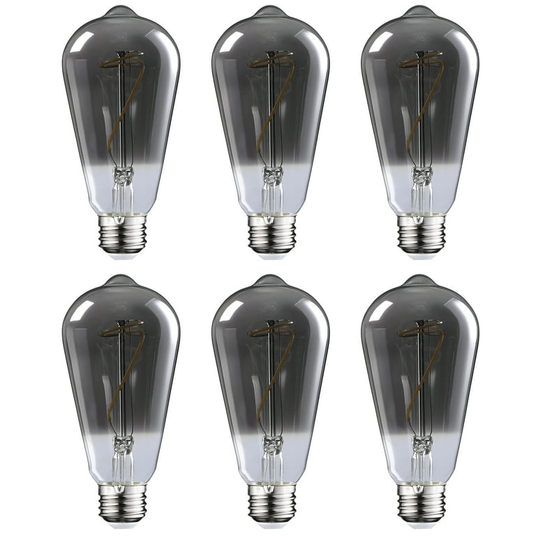 6 Pack ST64 Light Bulb Dimmable LED Vintage Edison Bulbs E26 Base Antique Flexible Filament Bulb Decorative Light Bulbs for Ceiling Light 4000K