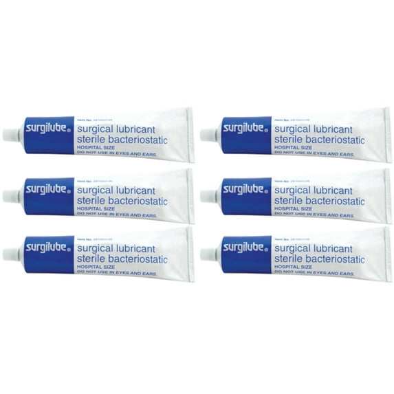 6 Pack SURGILUBE Lubricating Jelly Lube Sterile Tube Screw Top Tube 4.25oz Each