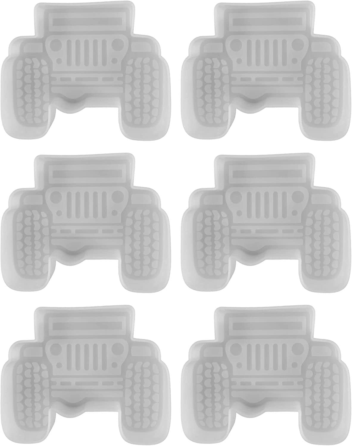 6 Pack SUV Silicone Freshie Mold  4" Wide x 3" Long  Silicone Mold for Freshies, Silicone Mold for Epoxy, Silicone Mold for Soap  SUV Off-Road Design
