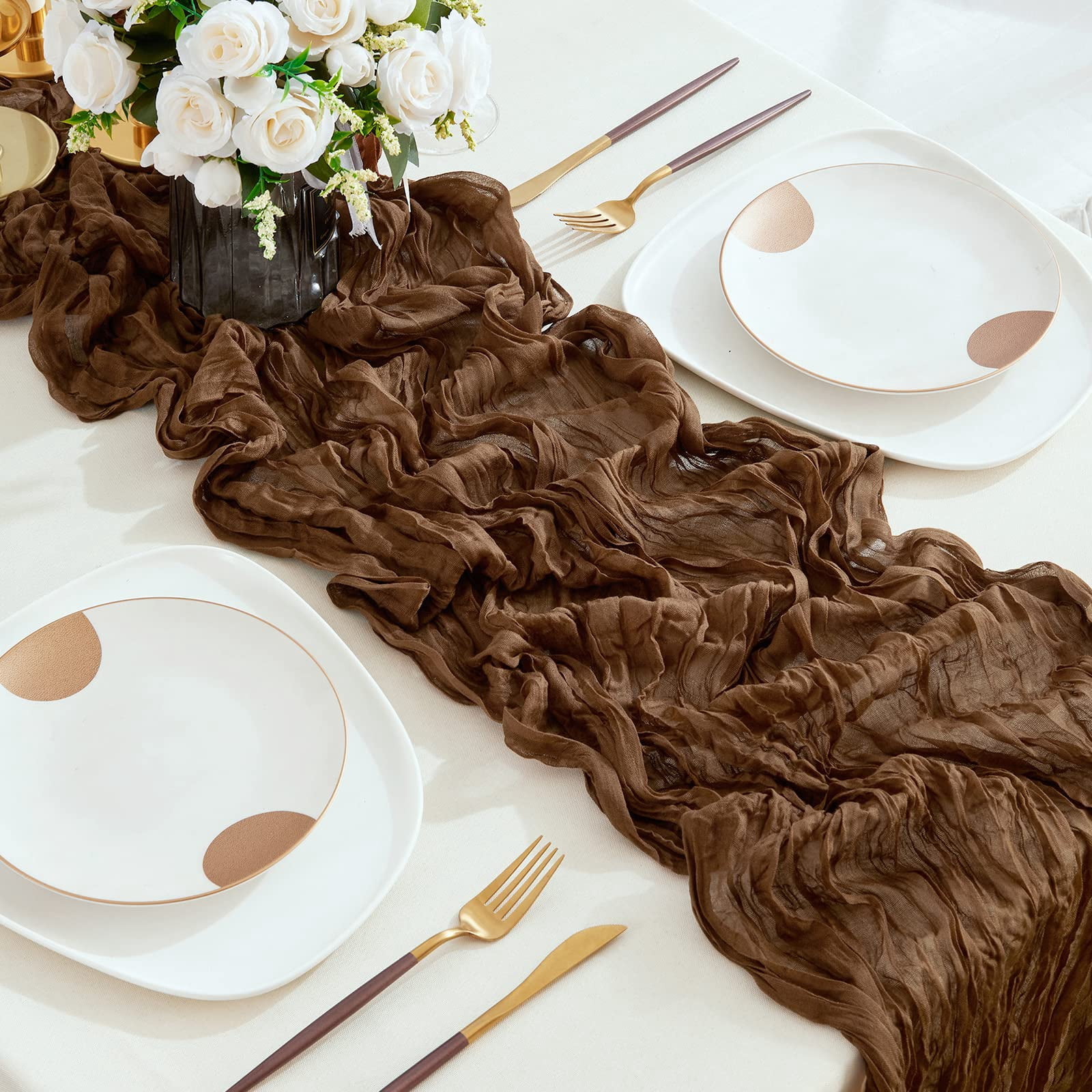 6 Pack Sage Green Cheesecloth Table Runners 10ft Wide Gauze Boho for Bridal Shower Wedding Table Decorations