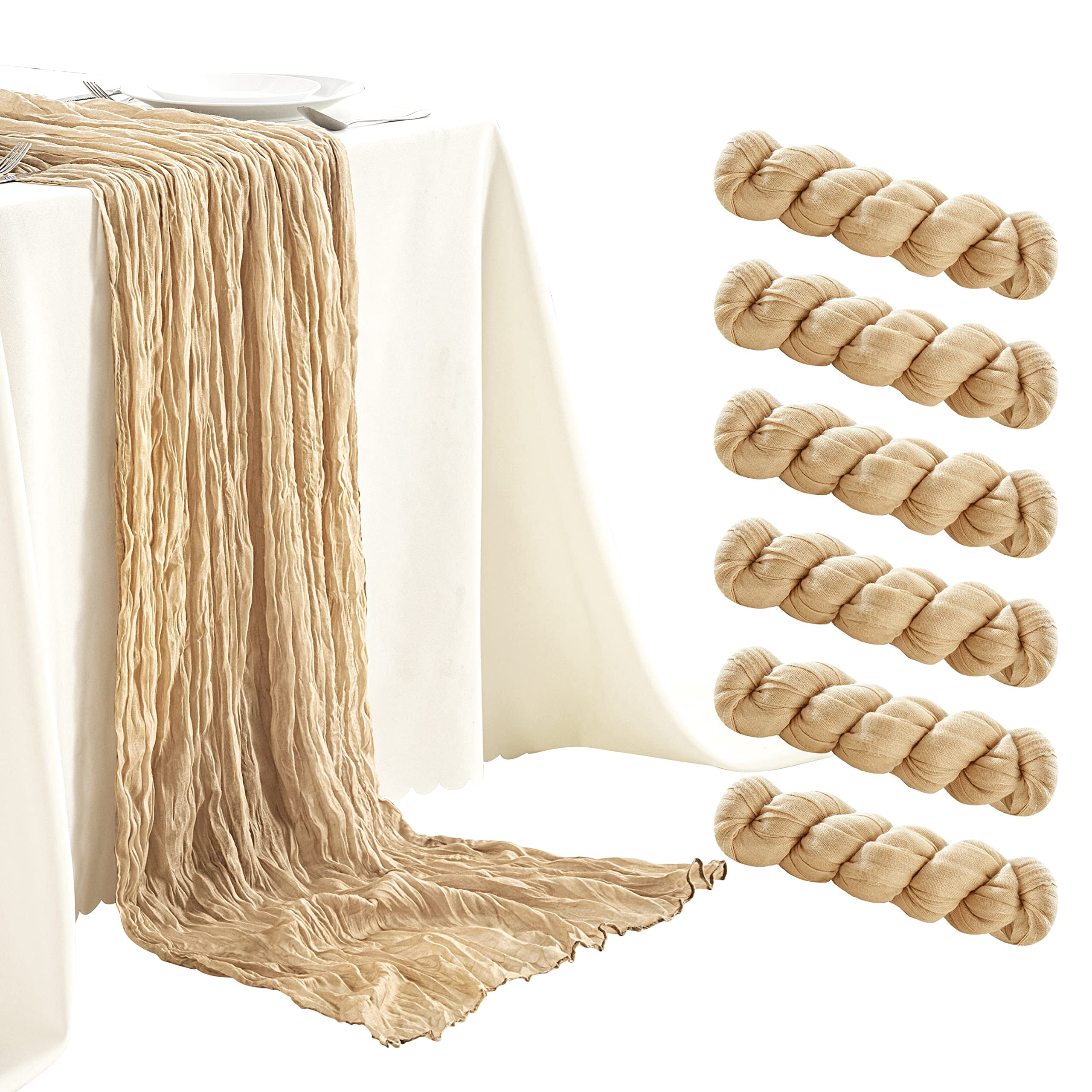 6 Pack Sage Green Cheesecloth Table Runners 10ft Wide Gauze Boho for Bridal Shower Wedding Table Decorations