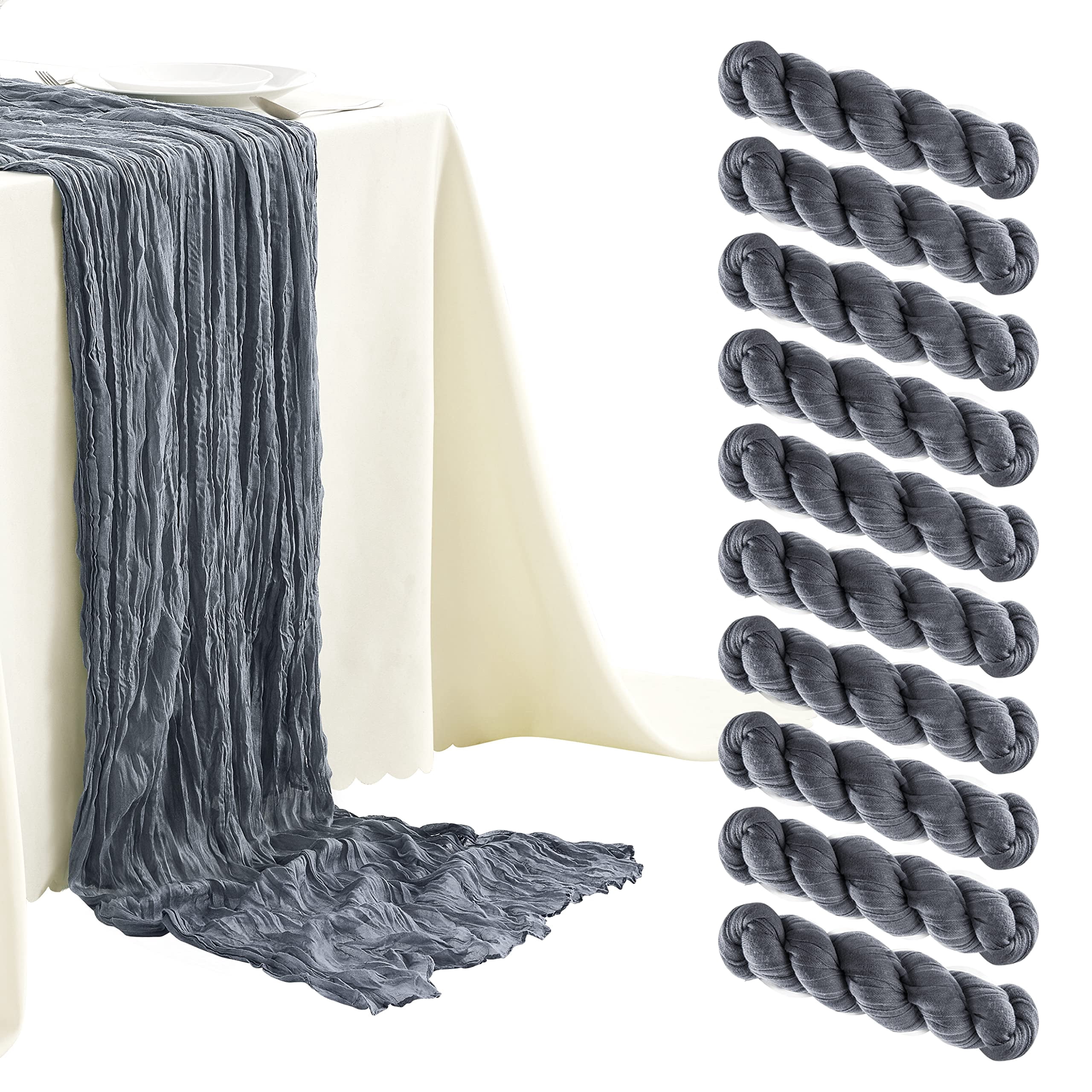 6 Pack Sage Green Cheesecloth Table Runners 10ft Wide Gauze Boho for Bridal Shower Wedding Table Decorations