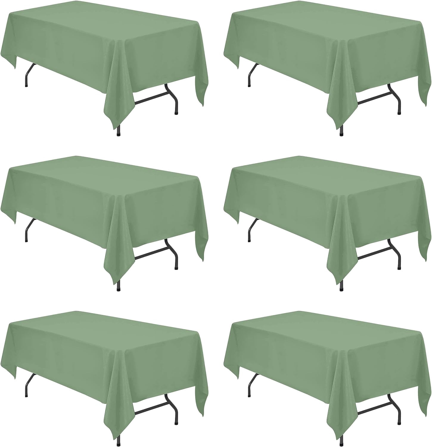 6 Pack Sage Green Tablecloths 60x102 Inch for 6ft Rectangle Tables ...